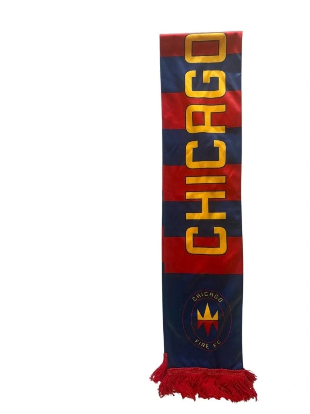 Chicago Fire FC Football Club Soccer Red, Navy & Yellow Gold Silky Neck Scarf